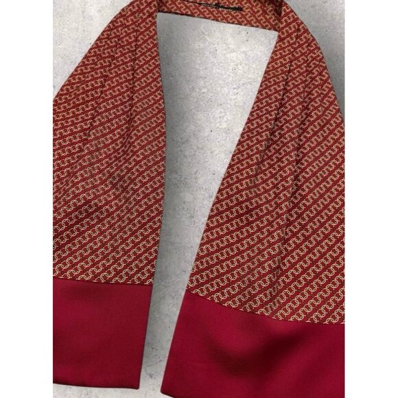 HERMÈS Silk Ascot Cravat FRANCE Red Gold Chain EUC - Picture 2 of 4